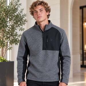 Spyder Mens Quarter Zip Fleece Lined Pullover Gorpcore - Black Gray, Size XL